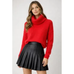 pulover tricot roșu